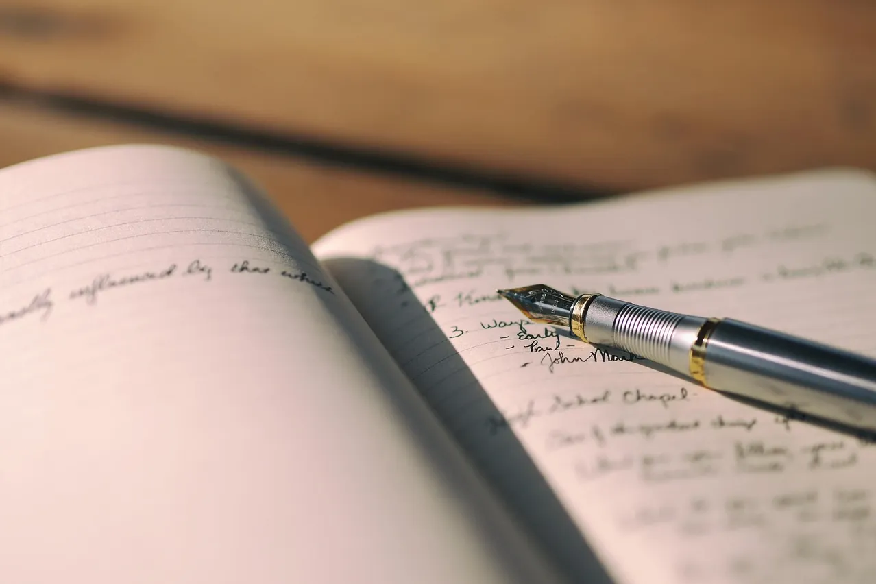 Notebook, notes, pen