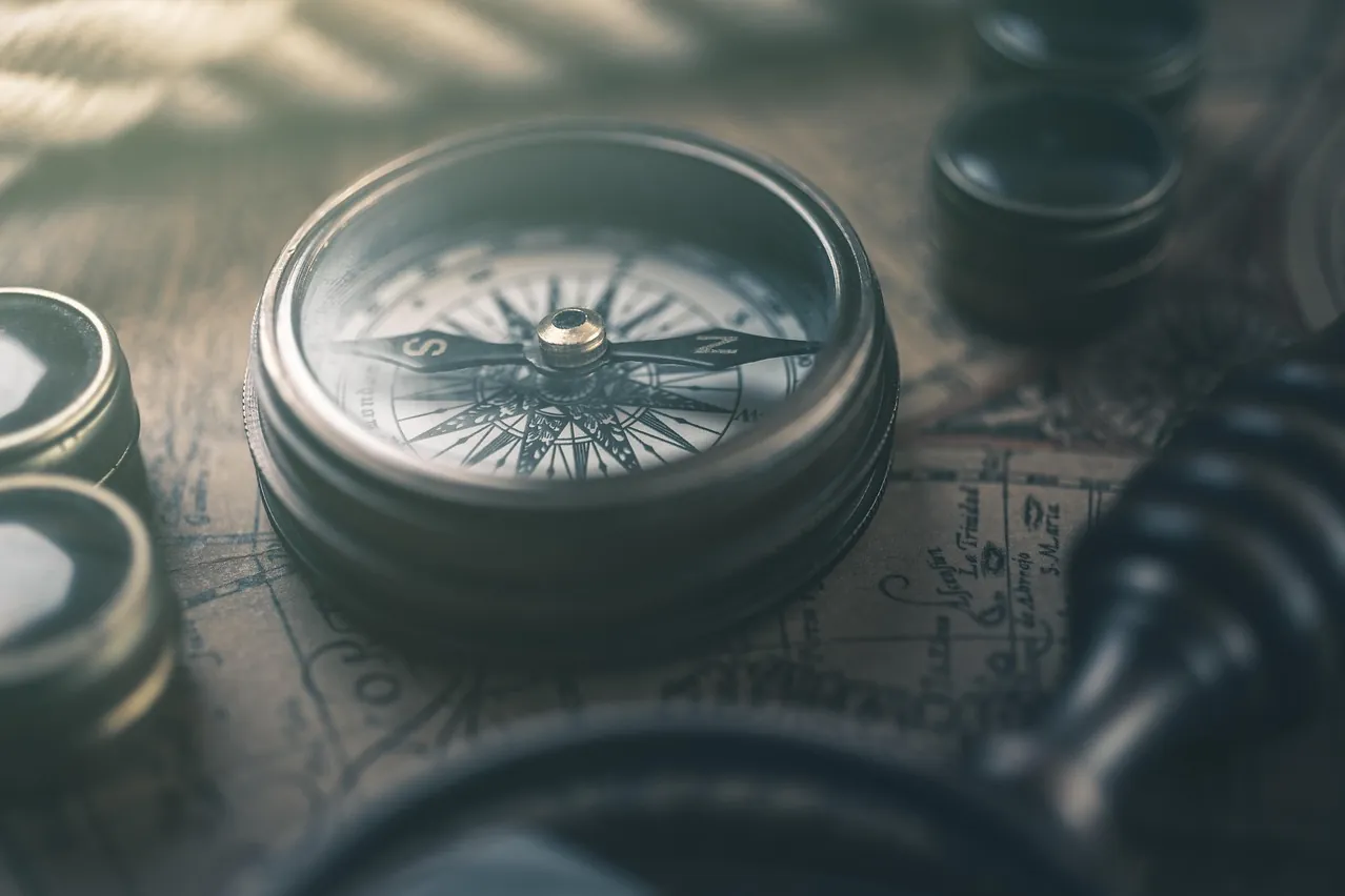 Compass, map, retro
