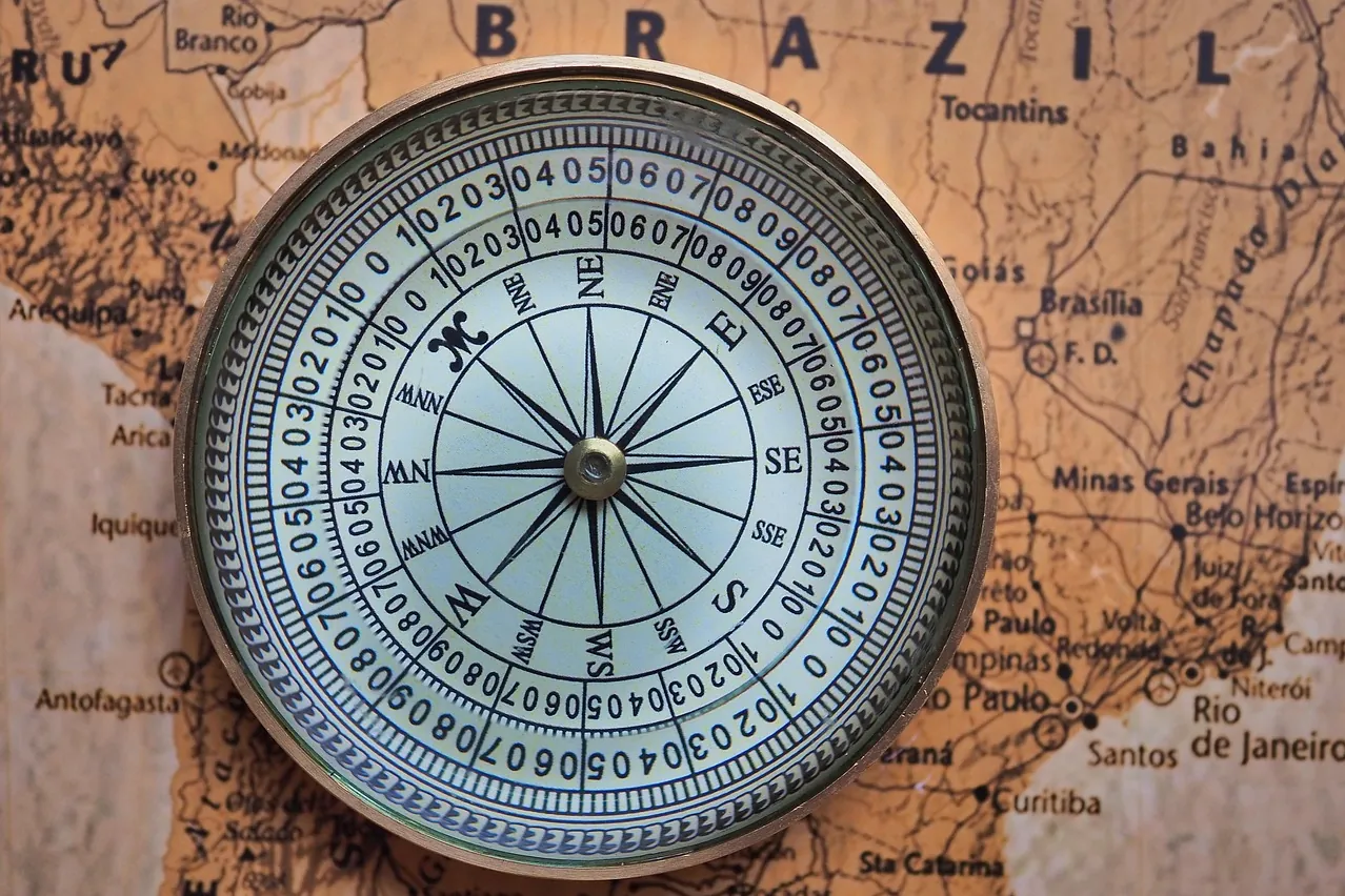 Compass, map, navigation