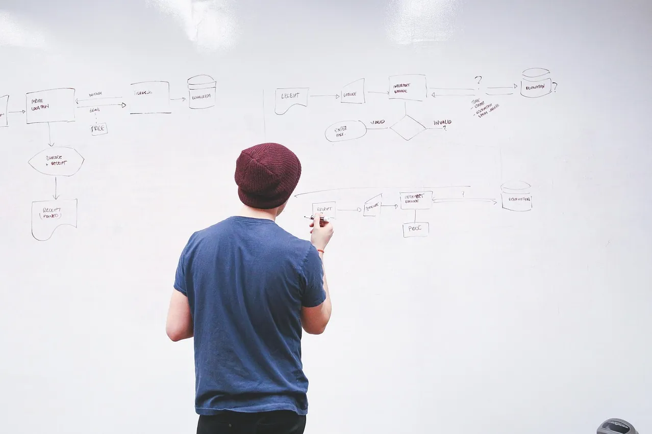 Whiteboard, man, presentation